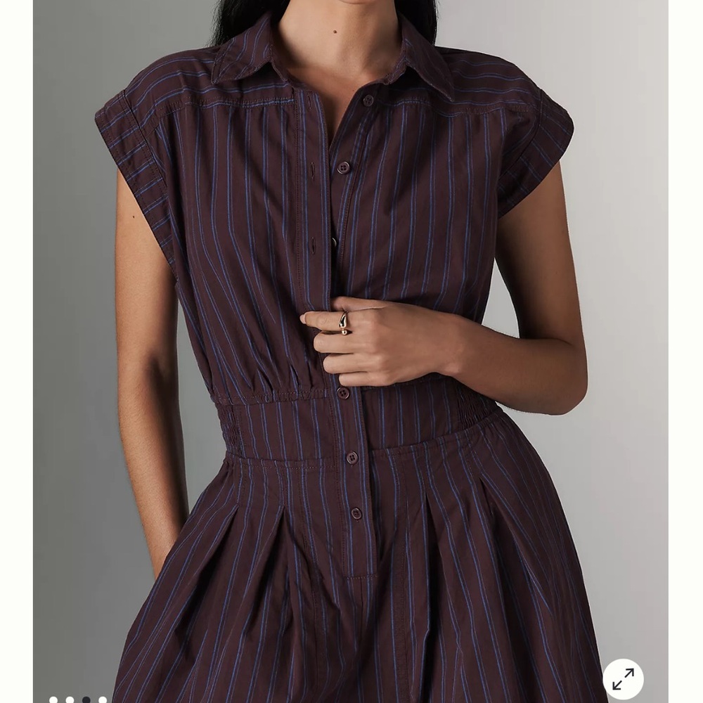 Anthropologie stripped shirted Parachute jumpsuit size MT Used - Picture 4 of 16